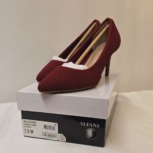 Alfani Scarlet Knit Pointed-Toe Pumps in Wine Red